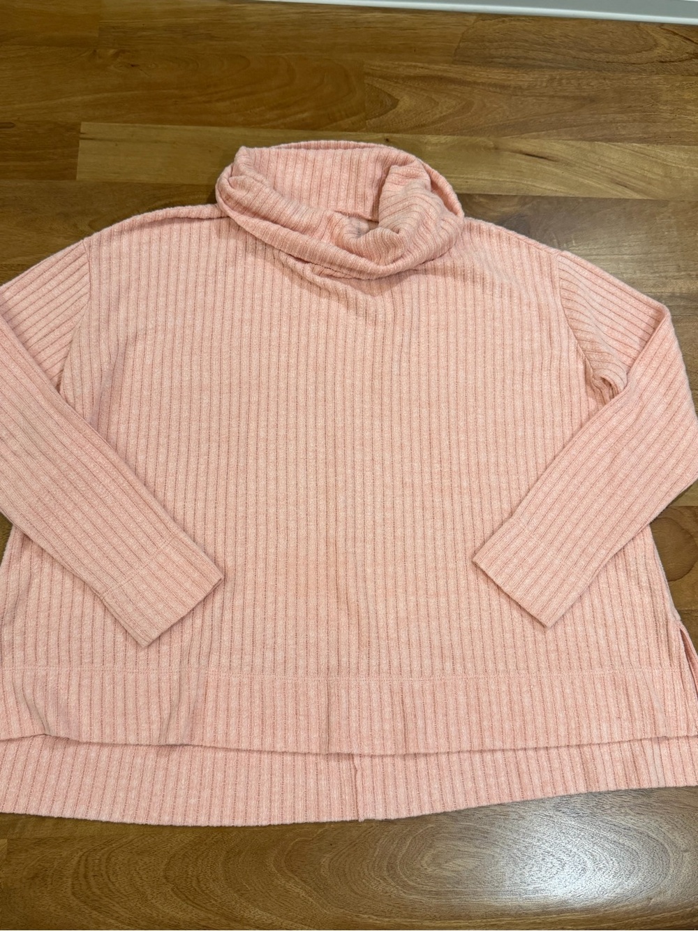Anthropologie Maeve Light Pink Ribbed Knit Boxy Cowl Neck Sweater - Size XS - Picture 1 of 8